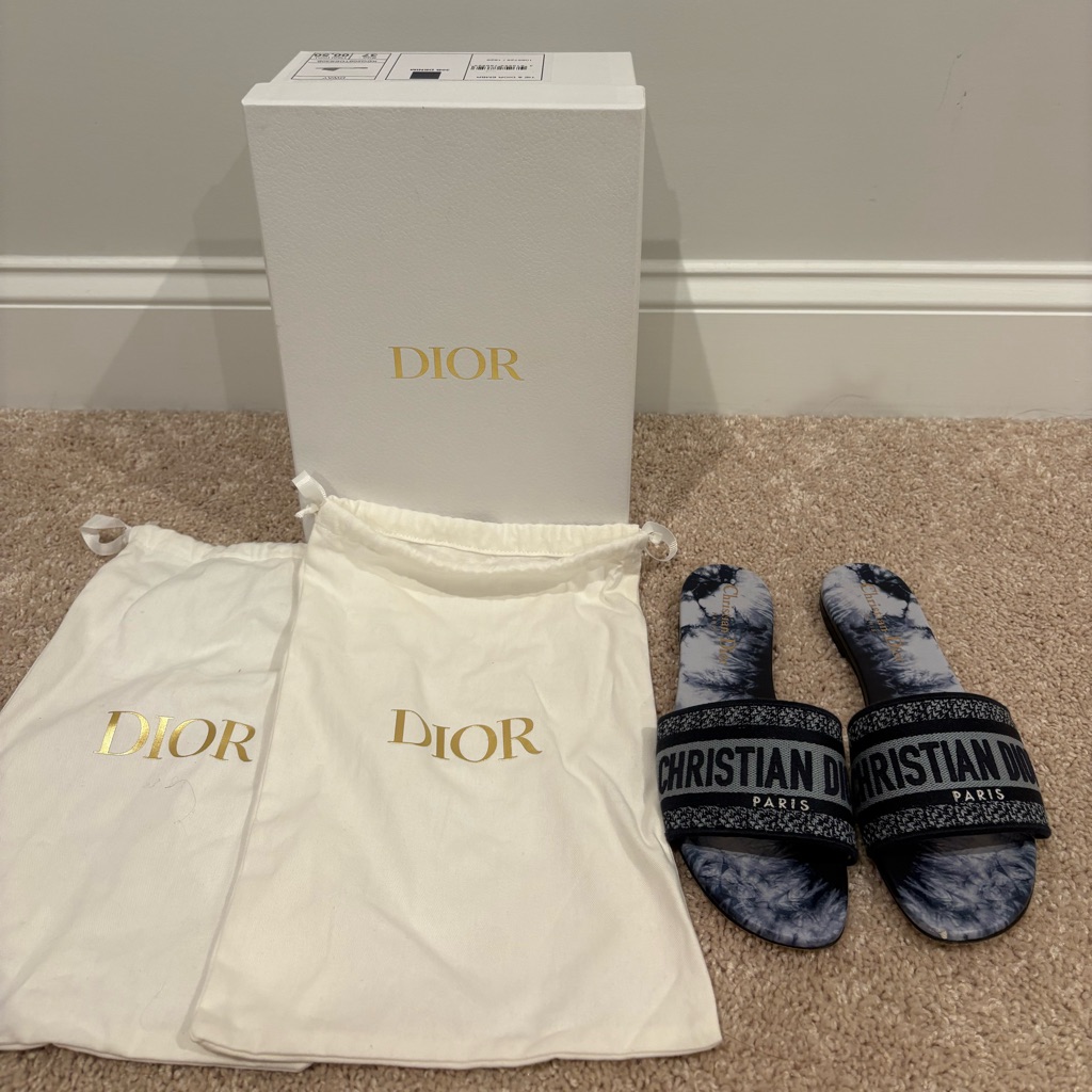 Dior Men’s Black & Blue Tie-Dye Slide Sandals